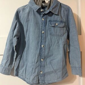Chambray Hooded Button-Up